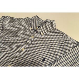 Ralph Lauren Slim‎ Fit 100% Cotton Stretch Long Sleeve Blue Stripe Shirt XL